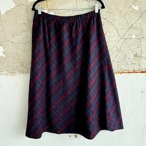 Vtg Plaid Midi Skirt Cape Cod Sportswear Made in USA Womens L Dark Academia Prep